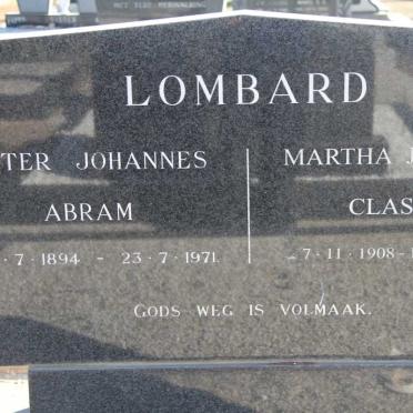 LOMBARD Pieter Johannes Abram 1894-1971 &amp; Martha Johanna Clasina 1908-2001