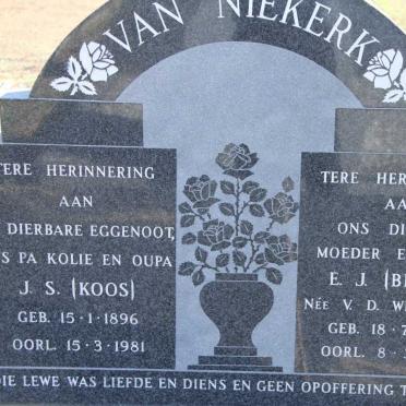 NIEKERK J.S, van 1896-1981 &amp; E.J. VAN DER WESTHUIZEN 1899- 1990