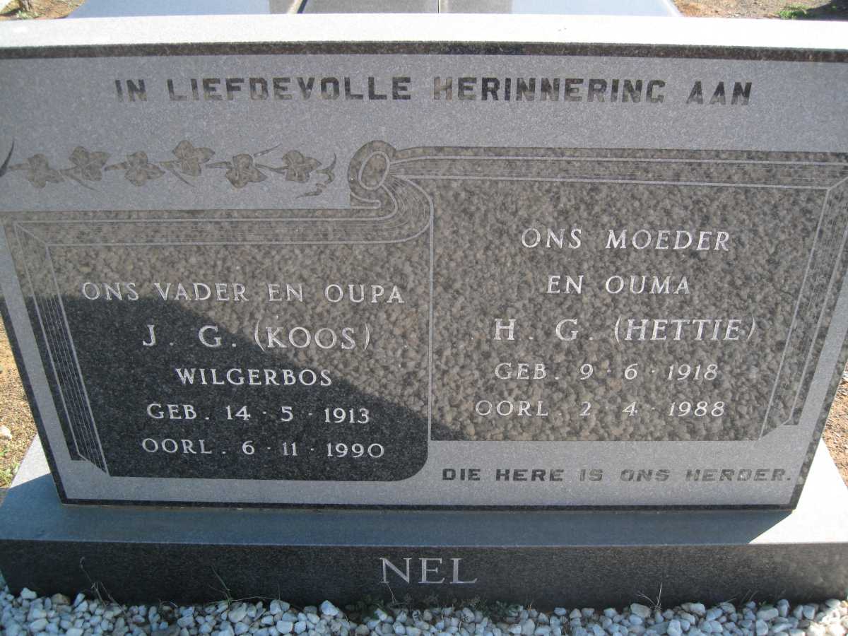 NEL J.G. 1913-1990 &amp; H.G. 1918-1988