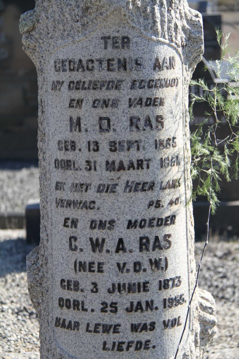 RAS M.D. 1865-19?1 &amp; G.W.A. V.D.W. 1873-1955