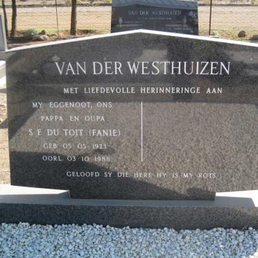 WESTHUIZEN S.F. du Toit, van der 1923-1988