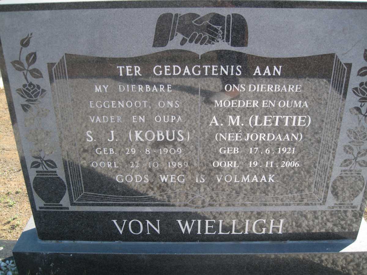 WIELLIGH S.J., von 1909-1989 &amp; A.M. JORDAAN 1921-2006