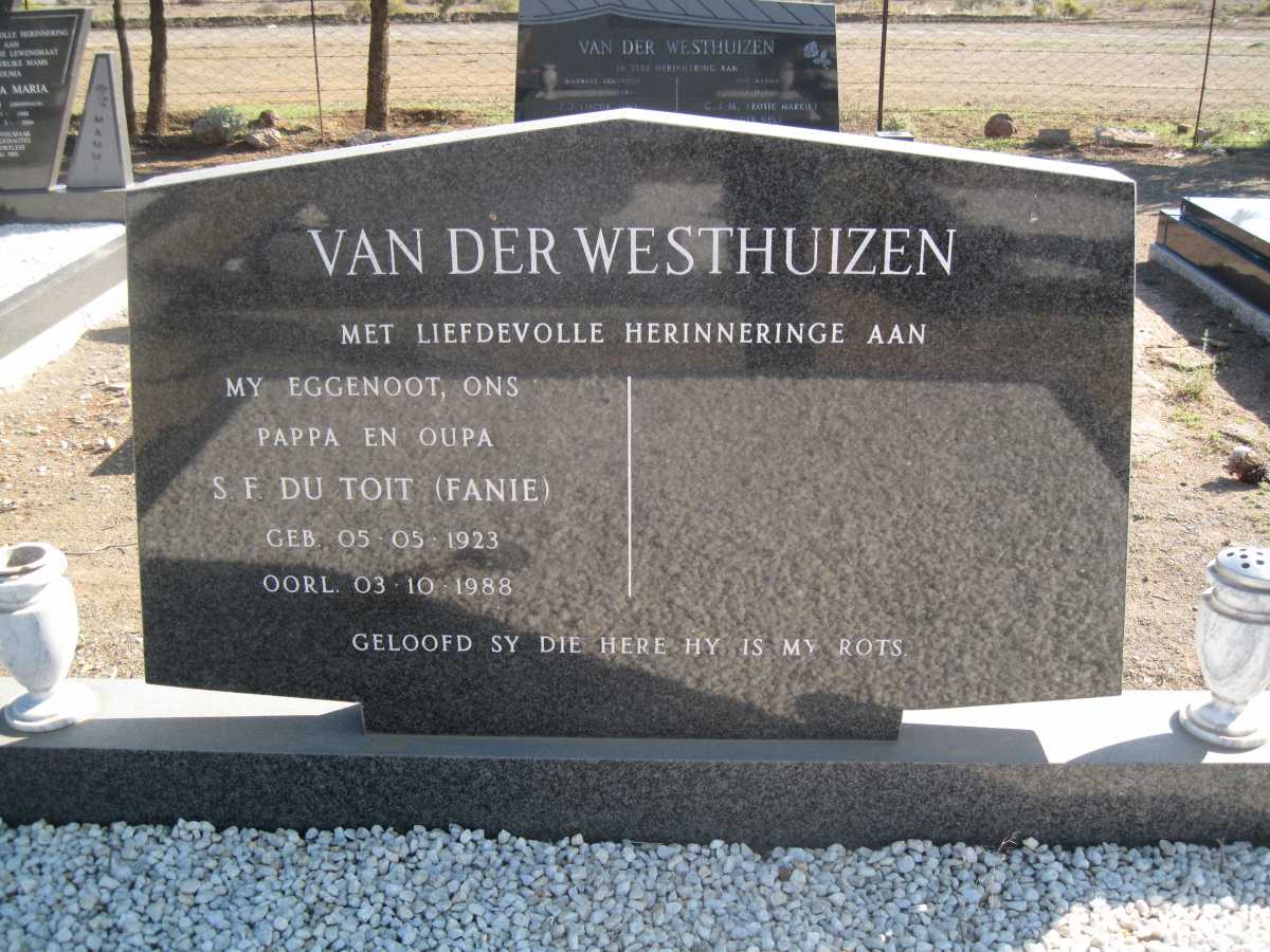 WESTHUIZEN S.F. du Toit, van der 1923-1988