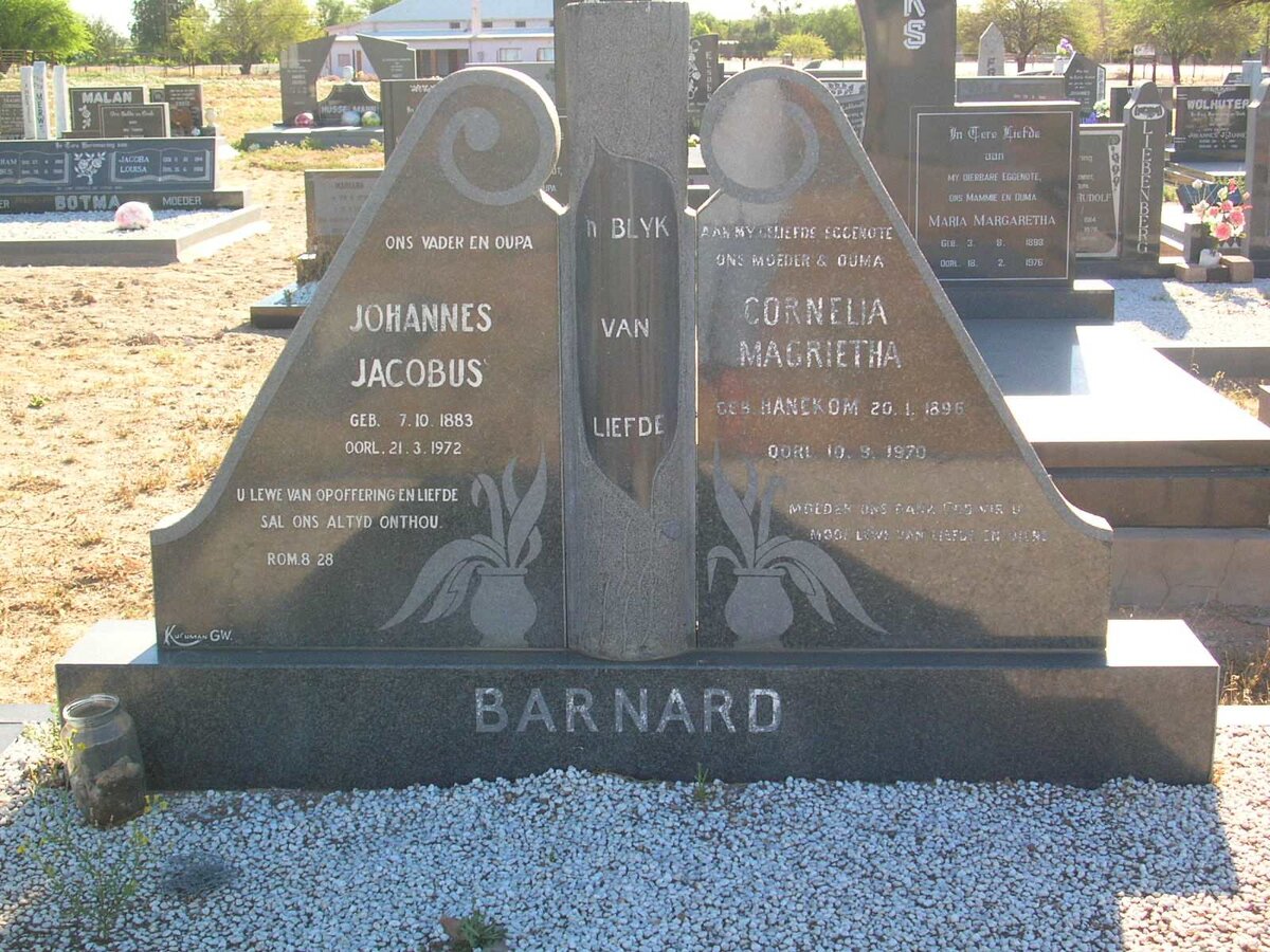 BARNARD Johannes Jacobus 1883-1972 &amp; Cornelia Magrietha HANEKOM 1895-1970
