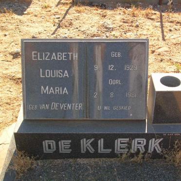 KLERK Elizabeth Louisa Maria, de nee VAN DEVENTER 1929-1981