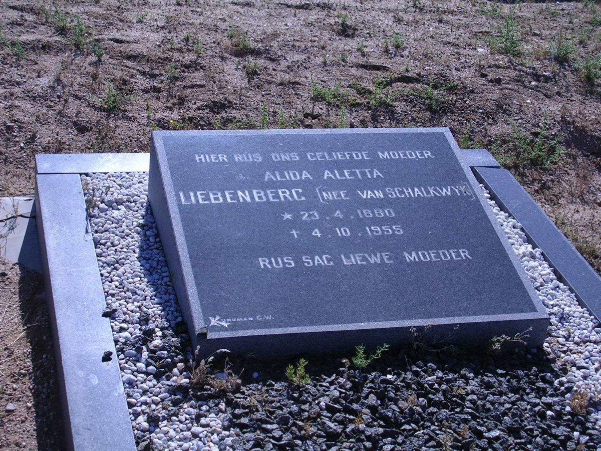 LIEBENBERG Alida Aletta geb. VAN SCHALKWYK 1880-1955