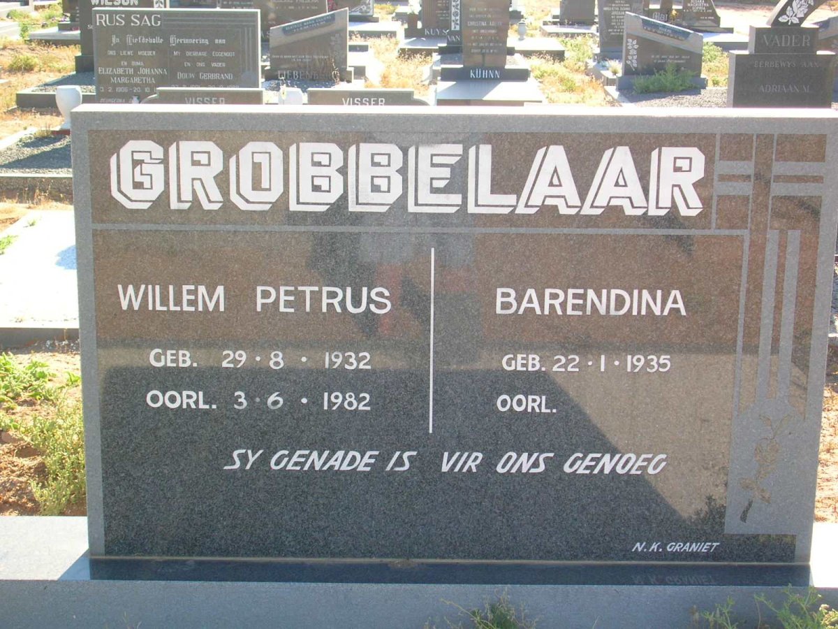 GROBBELAAR Willem Petrus 1932-1982 &amp; Barendina 1935-