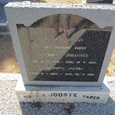 JOOSTE Jacobus Johannes 1879-1960 &amp; Jacomina Jacoba 1884-1962