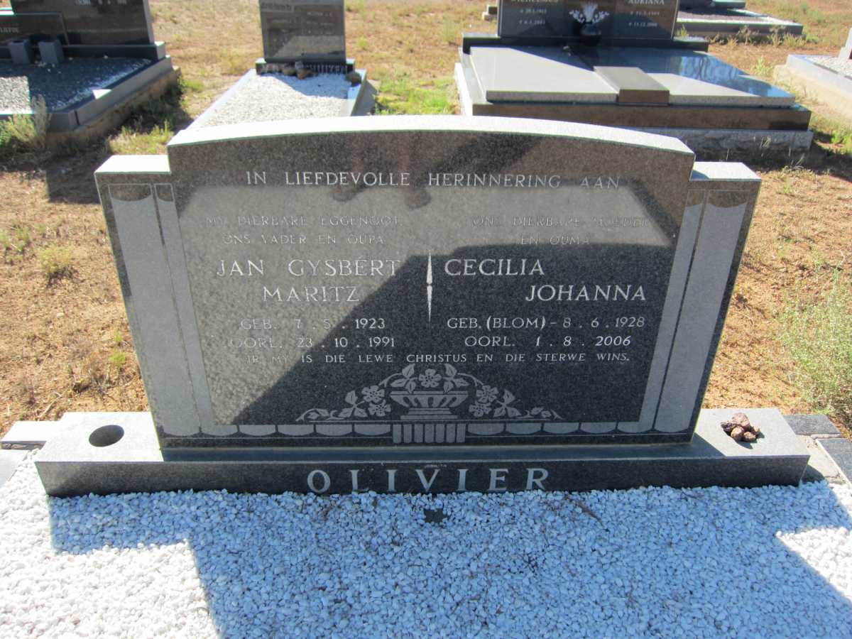 OLIVIER Jan Gysberth Maritz 1923-1991 &amp; Cecilia Johanna BLOM 1928-2006