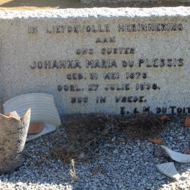 PLESSIS Johanna Maria, du 1878-1938