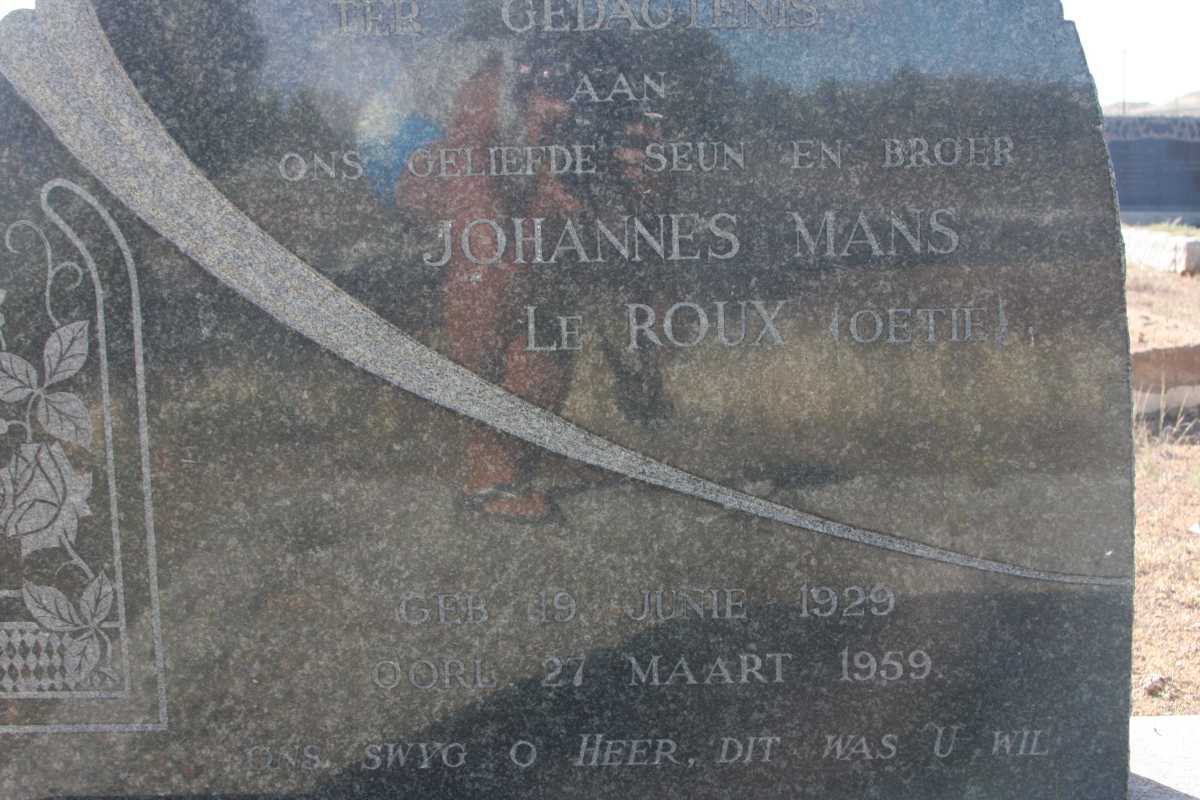 ROUX Willem Jacobus, le 1889-1959 :: ROUX Johannes Mans, le 1929-1959