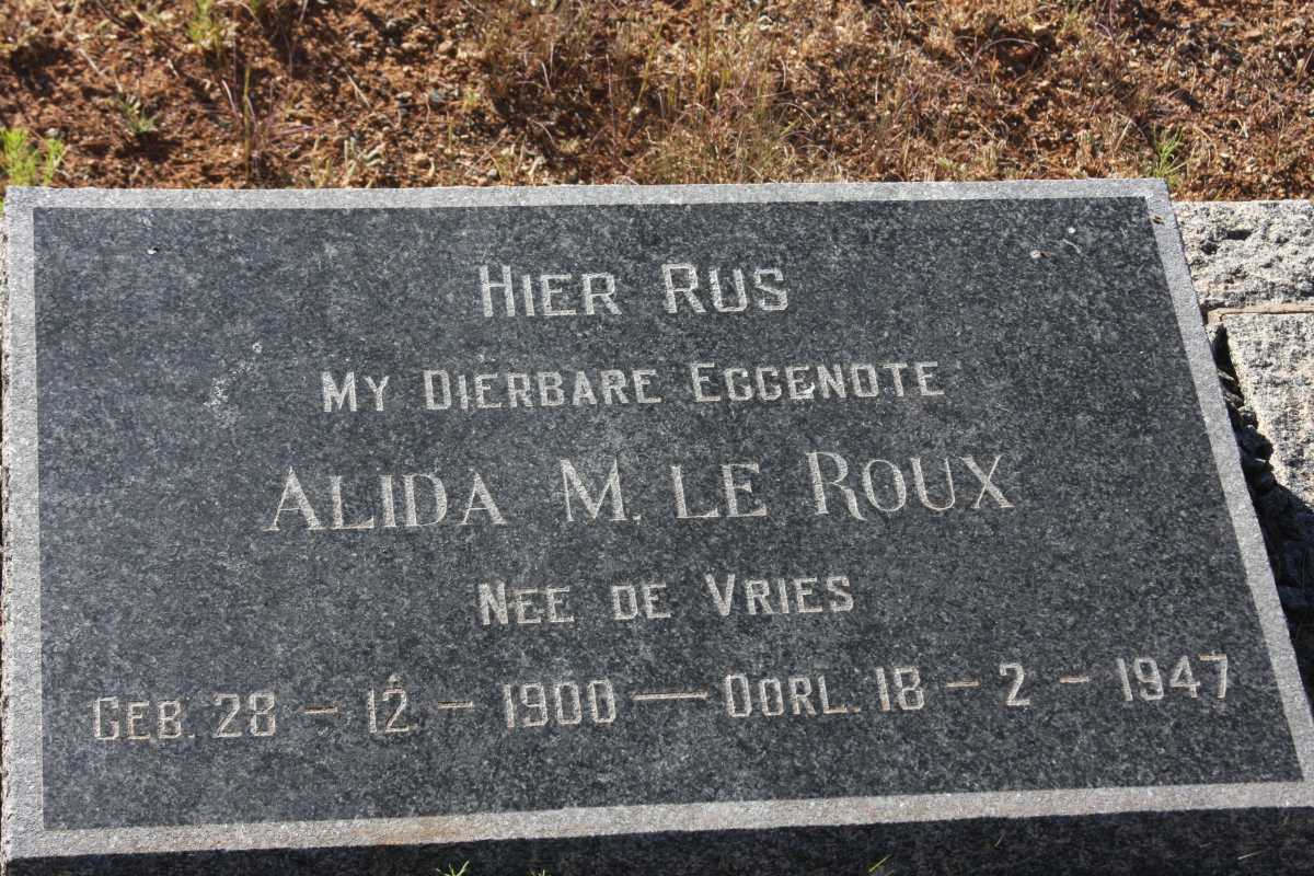 ROUX Alida M., le nee DE VRIES 1900-1947