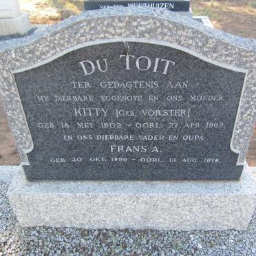 TOIT Frans A., du 1899-1978 &amp; Kitty VORSTER 1902-1962