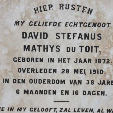 TOIT David Stefanus Mathys, du 1872-1910