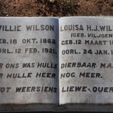 WILSON Willie 1862-1921 &amp; Louisa H.J. VILJOEN 1867-1941