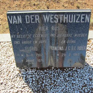 WESTHUIZEN Floris 1902-1976 &amp; Francina J.C. LE ROUX 1912-