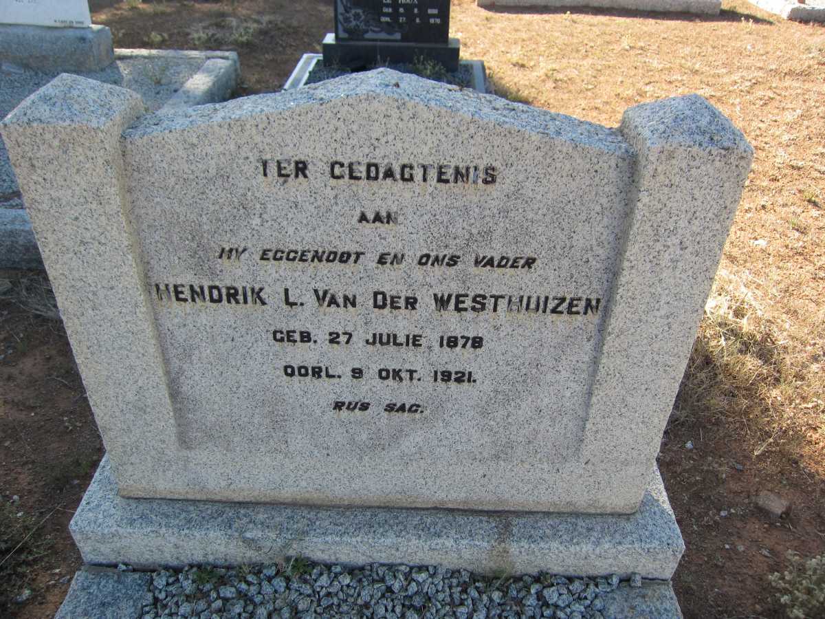 WESTHUIZEN Hendrik L., van der 1878-1921