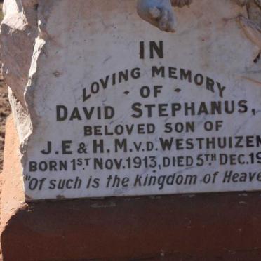 WESTHUIZEN David Stephanus, v.d. 1913-1915