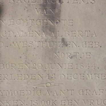 WESTHUIZEN Magdalena Alberta, v.d. nee NORTJE 1844-1916