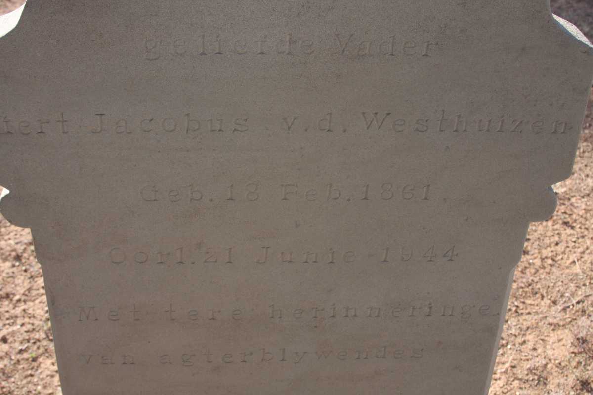 WESTHUIZEN Gert Jacobus, v.d. 1861-1944