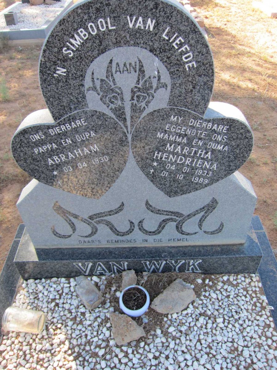 WYK Abraham, van 1930- &amp; Martha Hendriena 1933-1989