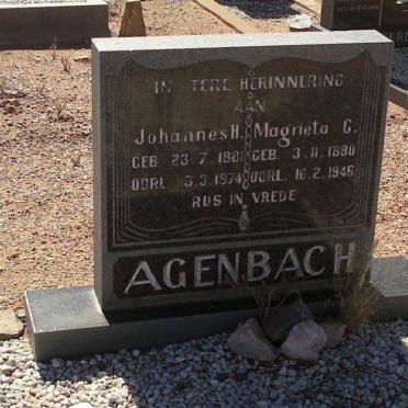 AGENBACH Johannes H. 1881-1974 &amp; Magrieta C. 1880-1946
