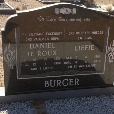 BURGER Daniël Le Roux 1921-1986 &amp; Liefie 1918-1994