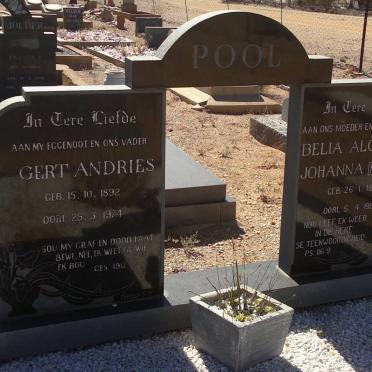 POOL Gert Andries 1892-1974 &amp; Belia Algiena Johanna nee MULDER 1897-1990