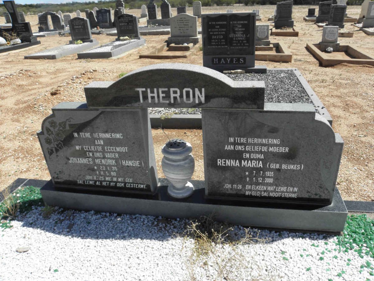 THERON Johannes Hendrik 1935-1980 &amp; Renna Maria BEUKES 1935-2000