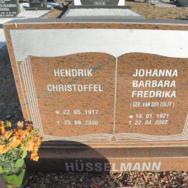 HUSSELMANN Hendrik Christoffel 1917-2000 &amp; Johanna Barbara Fredrika van der COLFF 1921-2002