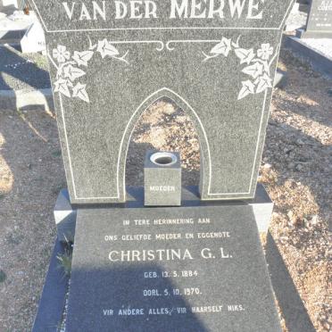 MERWE Christina G.L., van der 1884-1970