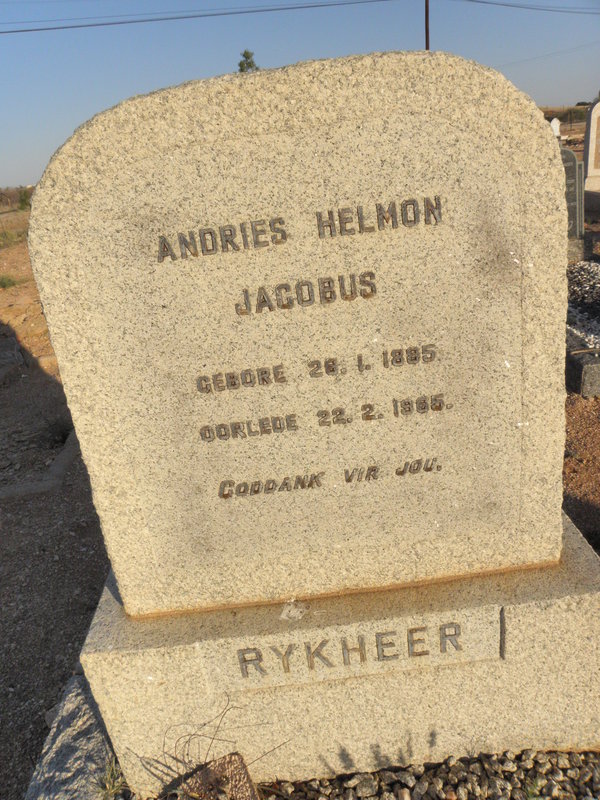 RYKHEER Andries Helmon Jacobus 1885-1965