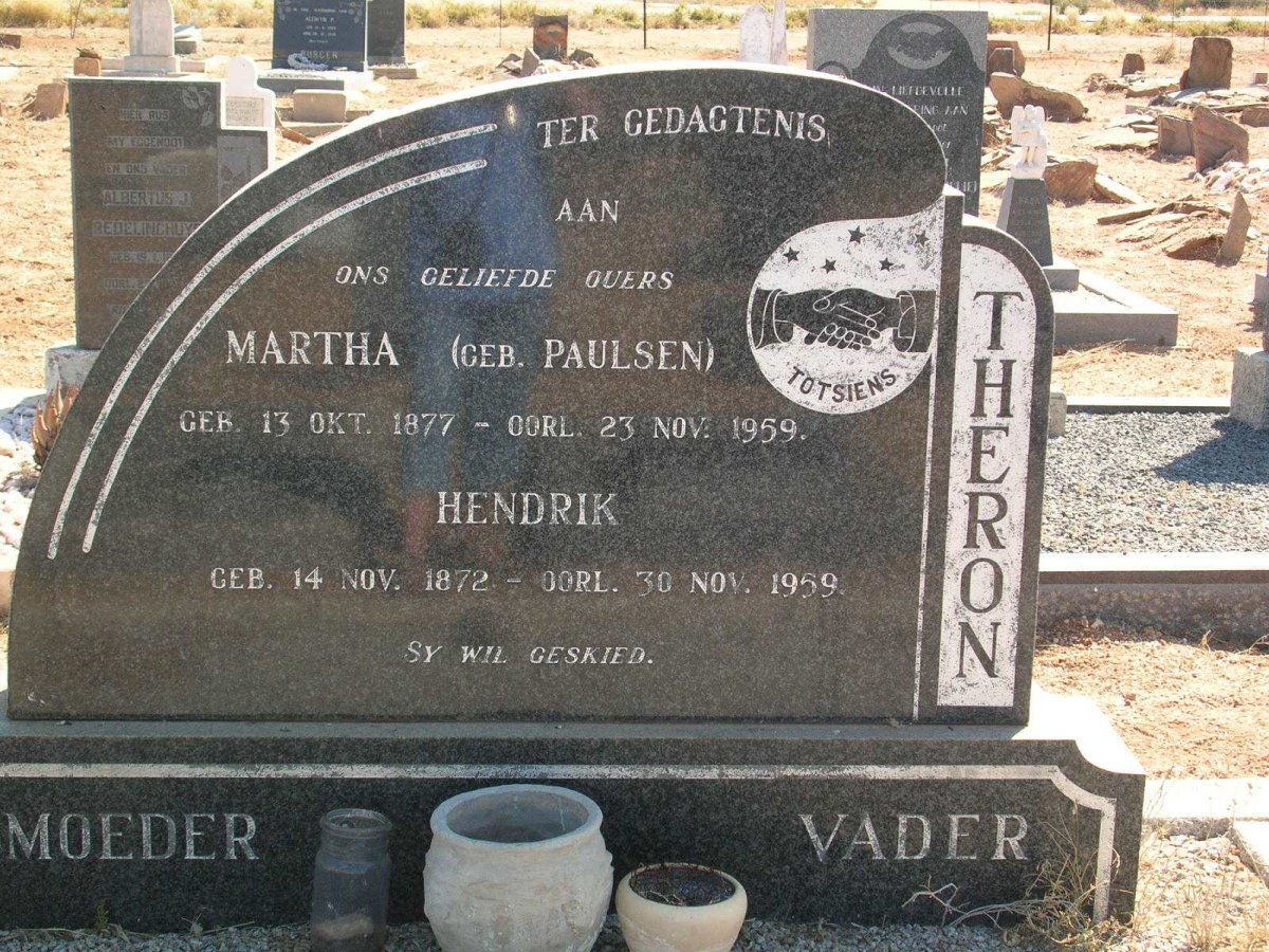 THERON Hendrik 1872-1959 &amp; Martha PAULSEN 1877-1959