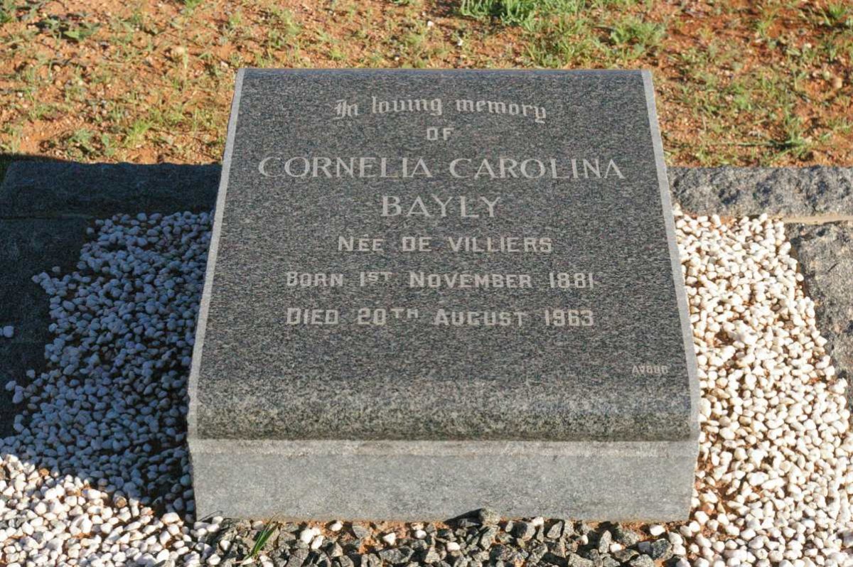 BAYLY Cornelia Carolina nee DE VILLIERS 1881-1963