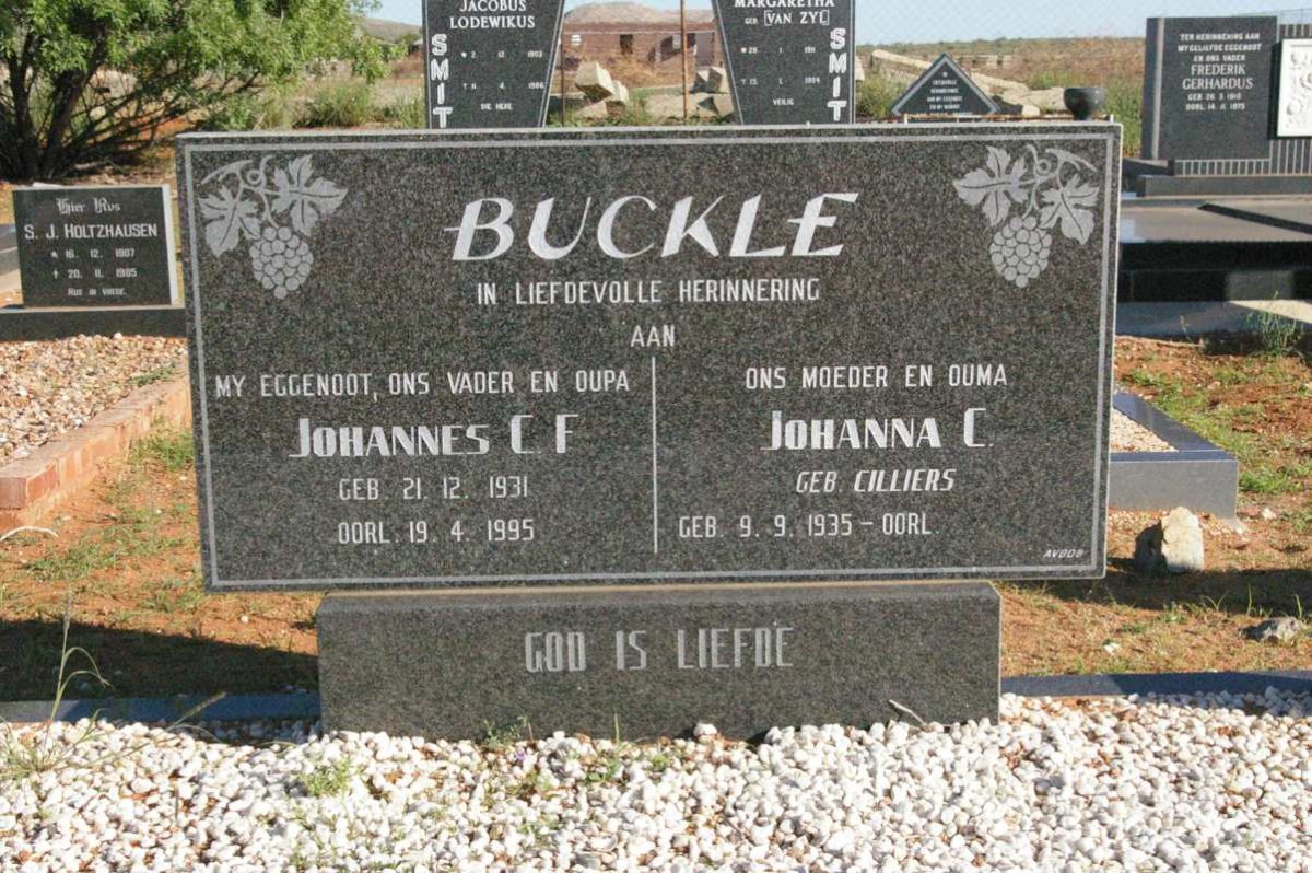 BUCKLE Johannes C.F. 1931-1995 &amp; Johanna C. CILLIERS 1935-