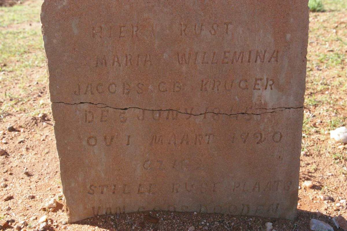 JACOBS Maria Willemina nee KRUGER 1845-1920