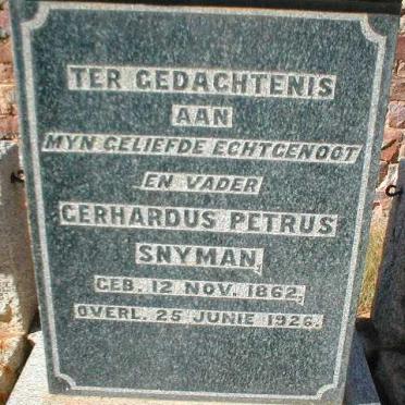 SNYMAN Gerhardus Petrus 1862-1926