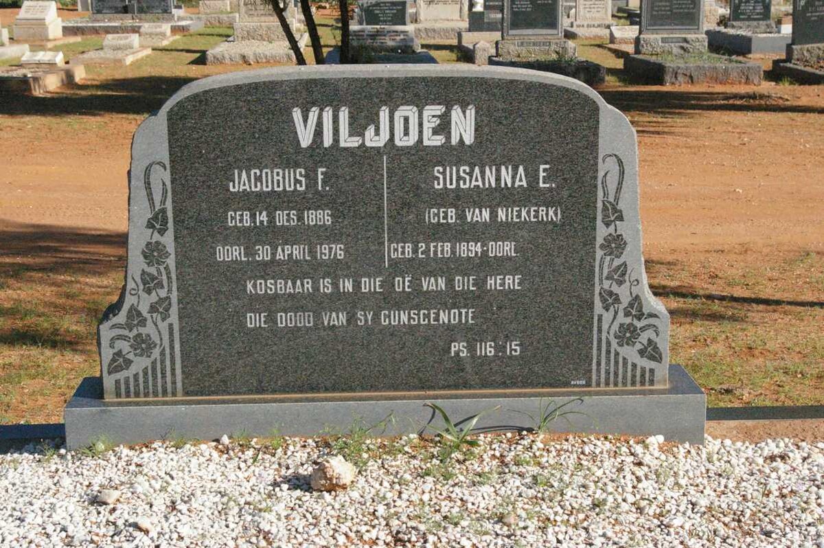 VILJOEN Jacobus F. 1886-1976 &amp; Susanna E. VAN NIEKERK 1894-