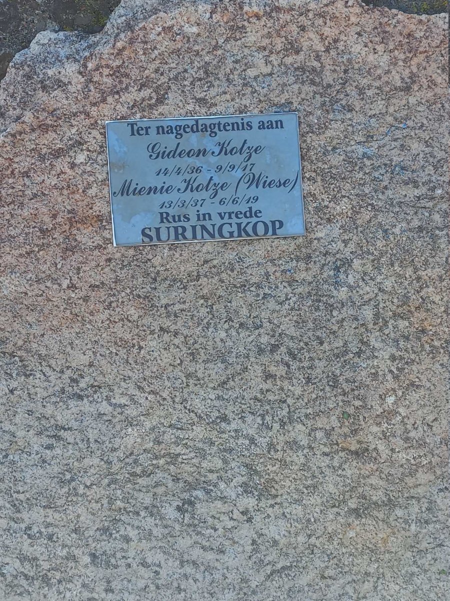 KOTZE Gideon 1936-2017 &amp; Mienie WIESE 1937-2019