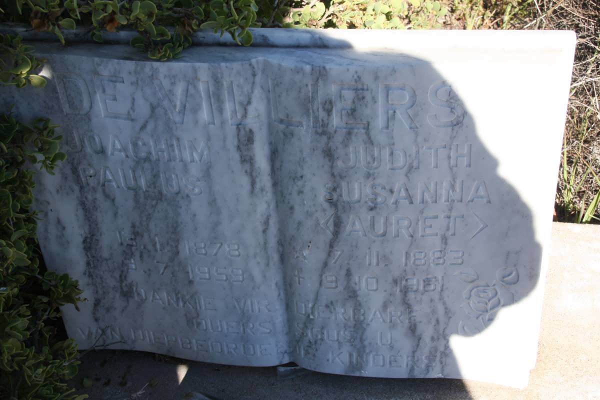 VILLIERS Joachim Paulus, de 1878-1959 &amp; Judith Susanna AURET 1883-1961