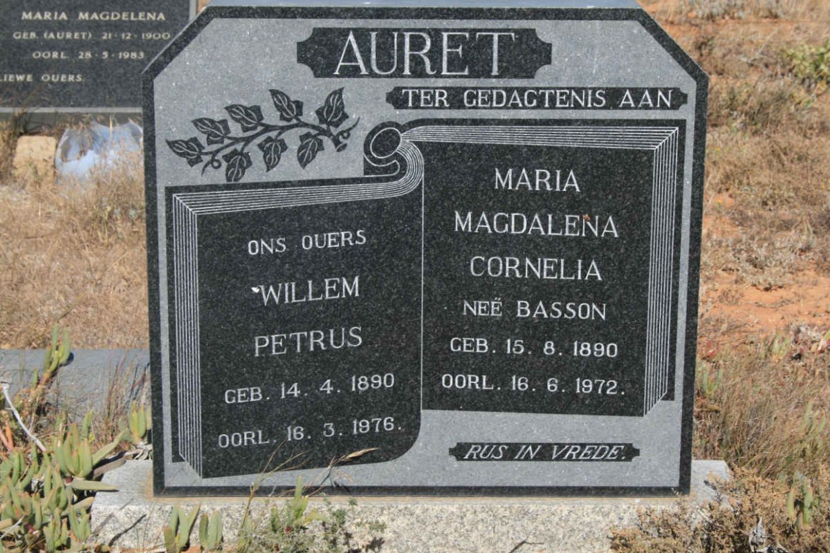 AURET Johannes Gerhardus 1901-1992 &amp; Elsie Johanna Francina 1906-1974