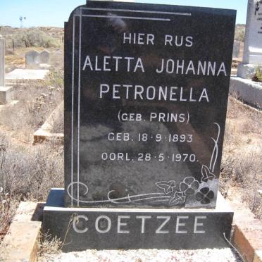 COETZEE Aletta Johanna Petronella nee PRINS 1893-1970