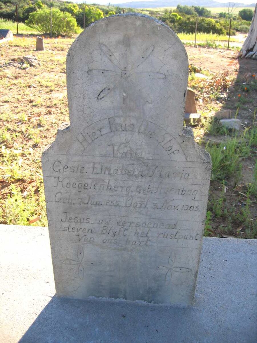 KOEGELENBERG Gesie Elizabeth Maria nee AGENBAG 1855-1903