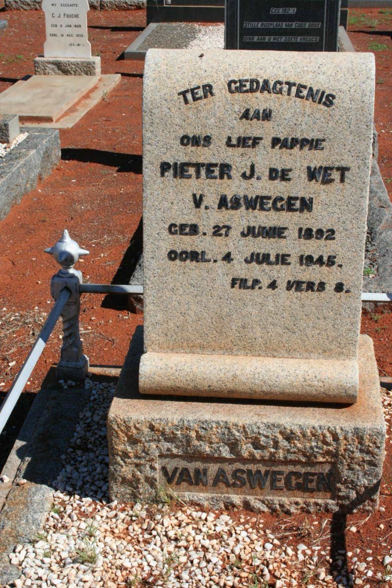ASWEGEN Pieter J. de Wet, van 1892-1945