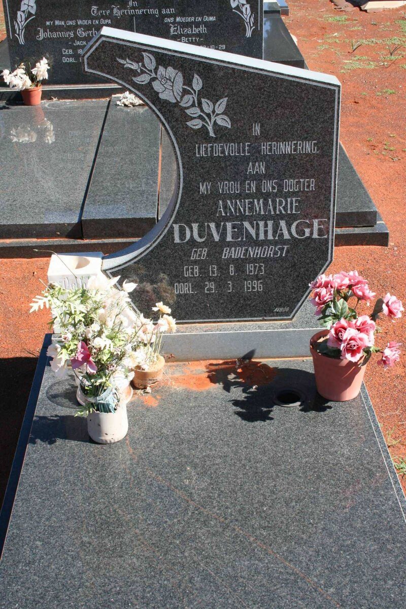 DUVENHAGE Annemarie nee BADENHORST 1973-1996