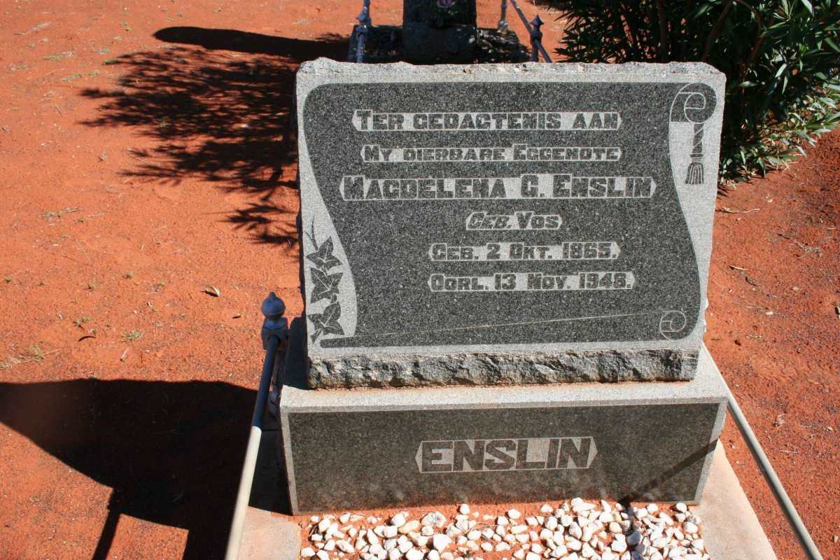 ENSLIN Magdalena G. nee VOS  1865-1948