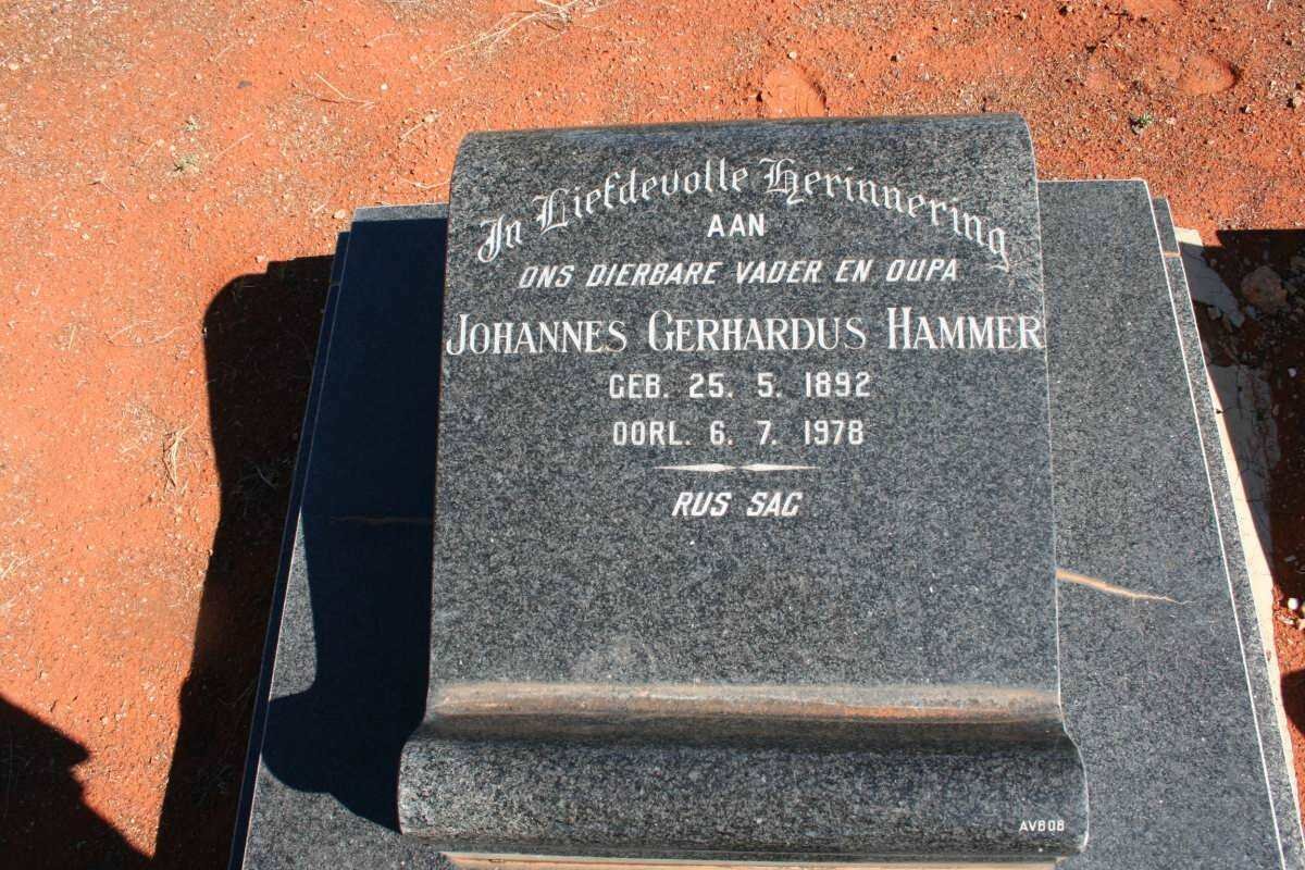 HAMMER Johannes Gerhardus  1892-1978