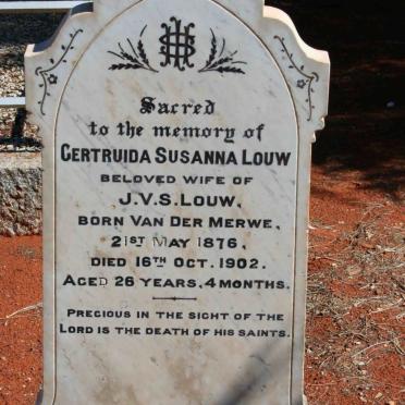 LOUW Gertruida Susanna nee VAN DER MERWE 1876-1902