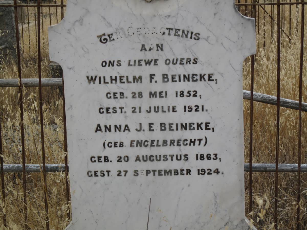 BEINEKE Wilhelm F. 1852-1921 &amp; Anna J.E. ENGELBRECHT 1863-1924