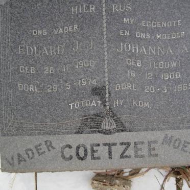 COETZEE Eduard J.J. 1900-1974 &amp; Johanna A. LOUW 1900-1965